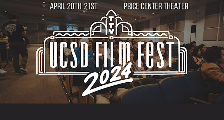 UCSD Student Film Fest - text illustration on black background